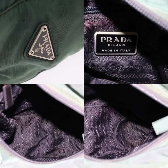 PRADA Hand Bag Nylon Green Silver - Picture 11 of 12